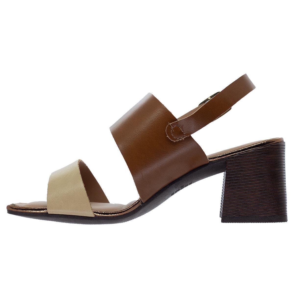 Sandália Salto Bloco Feminina Dakota Y9192 Marrom Caramelo 2