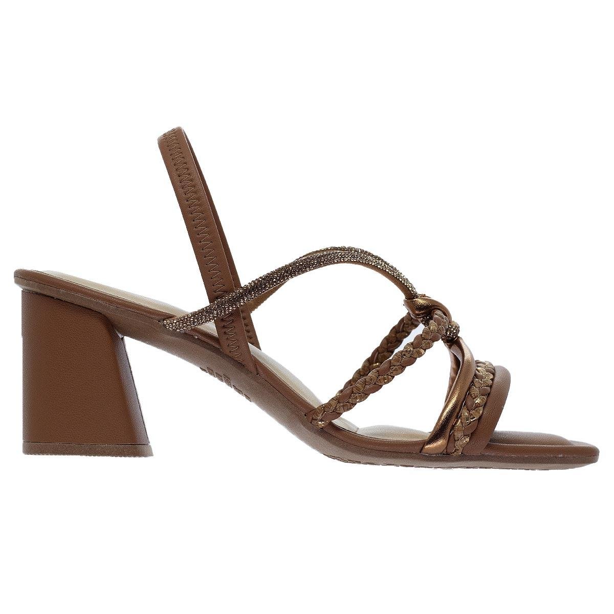 Sandália Salto Bloco Feminina Dakota Y9761 Camel