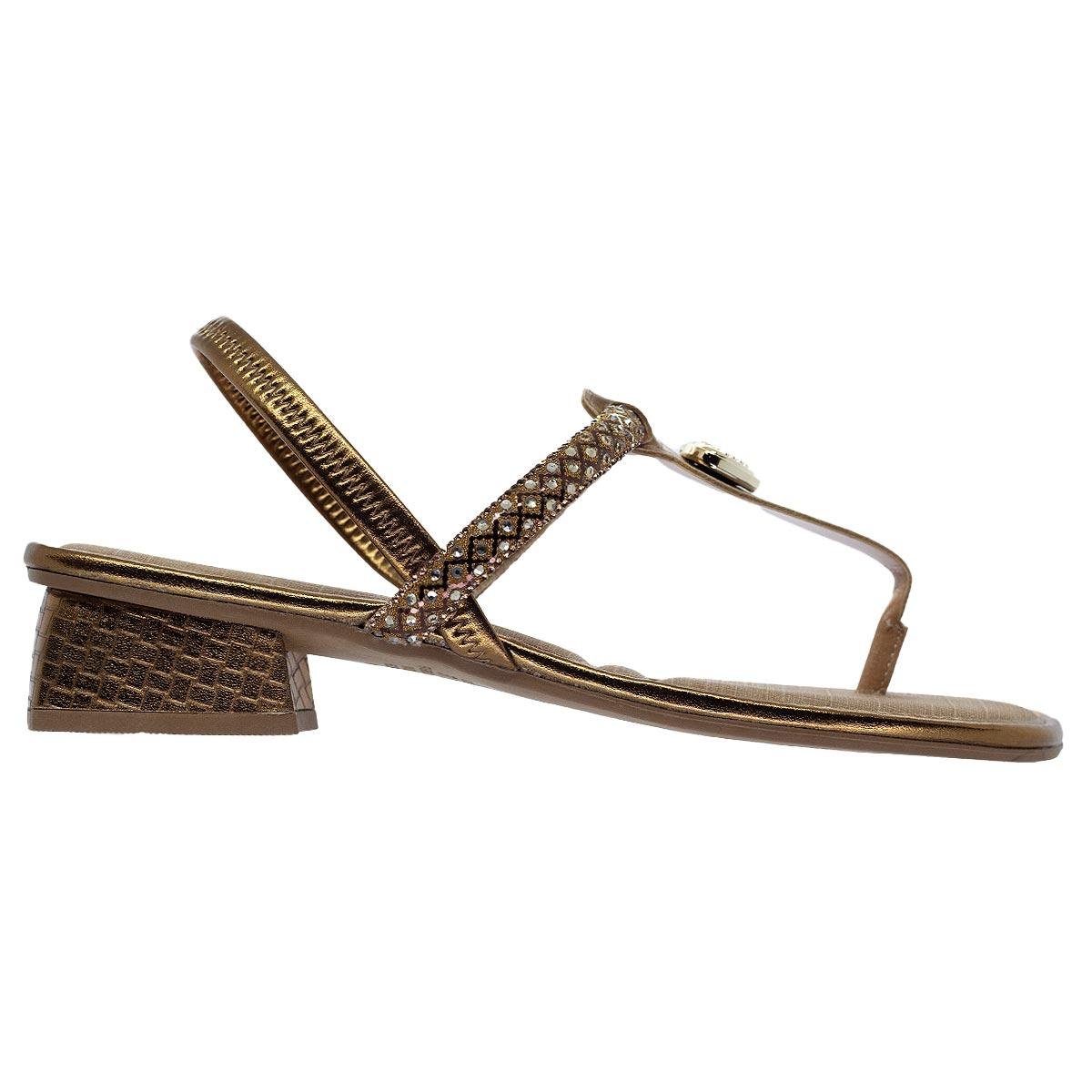 Sandália Salto Baixo Feminina Mississipi Mf342 Bronze