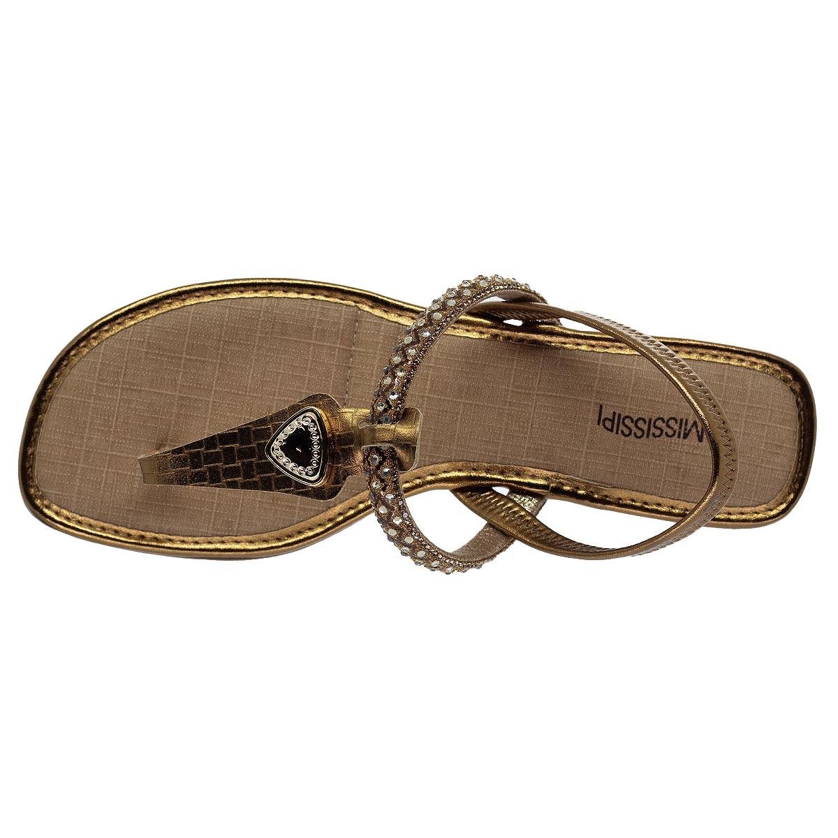 Sandália Salto Baixo Feminina Mississipi Mf342 Bronze Bronze 3