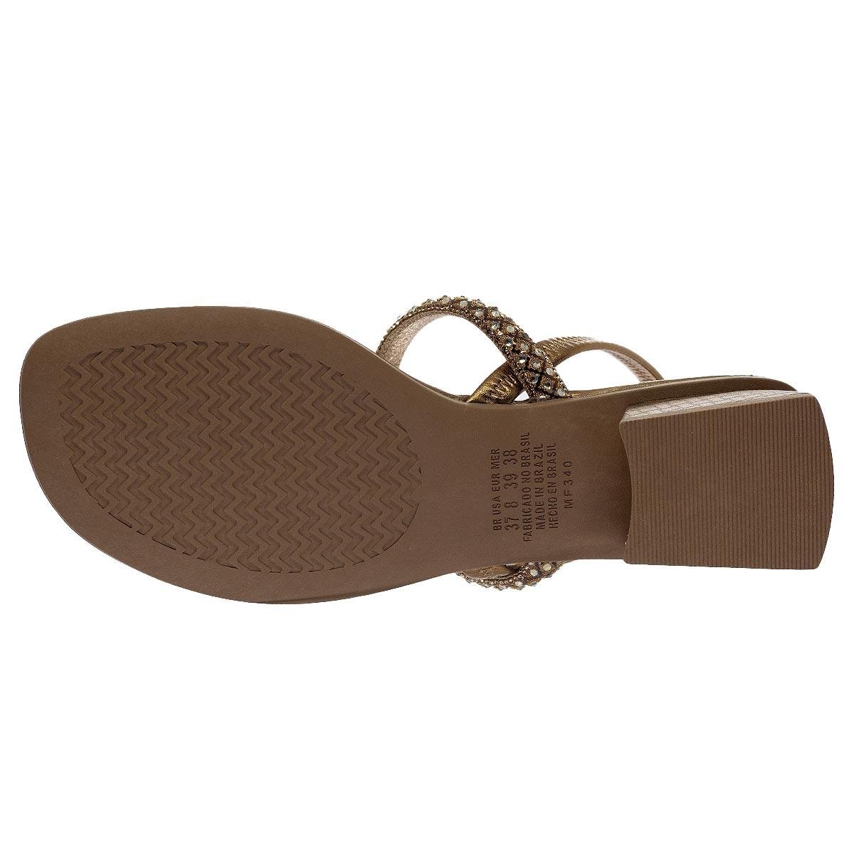 Sandália Salto Baixo Feminina Mississipi Mf342 Bronze Bronze 4