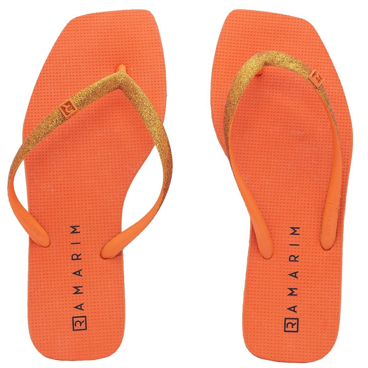 Chinelo feminino Ramarim Glitter laranja