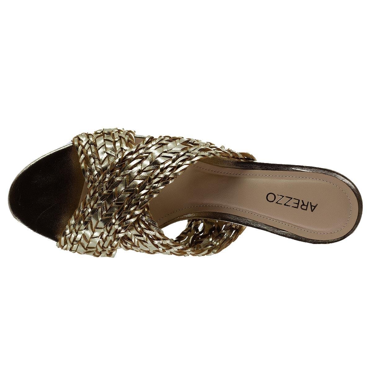 Tamanco Salto Médio Feminino Arezzo A10055 Dourado Dourado 3