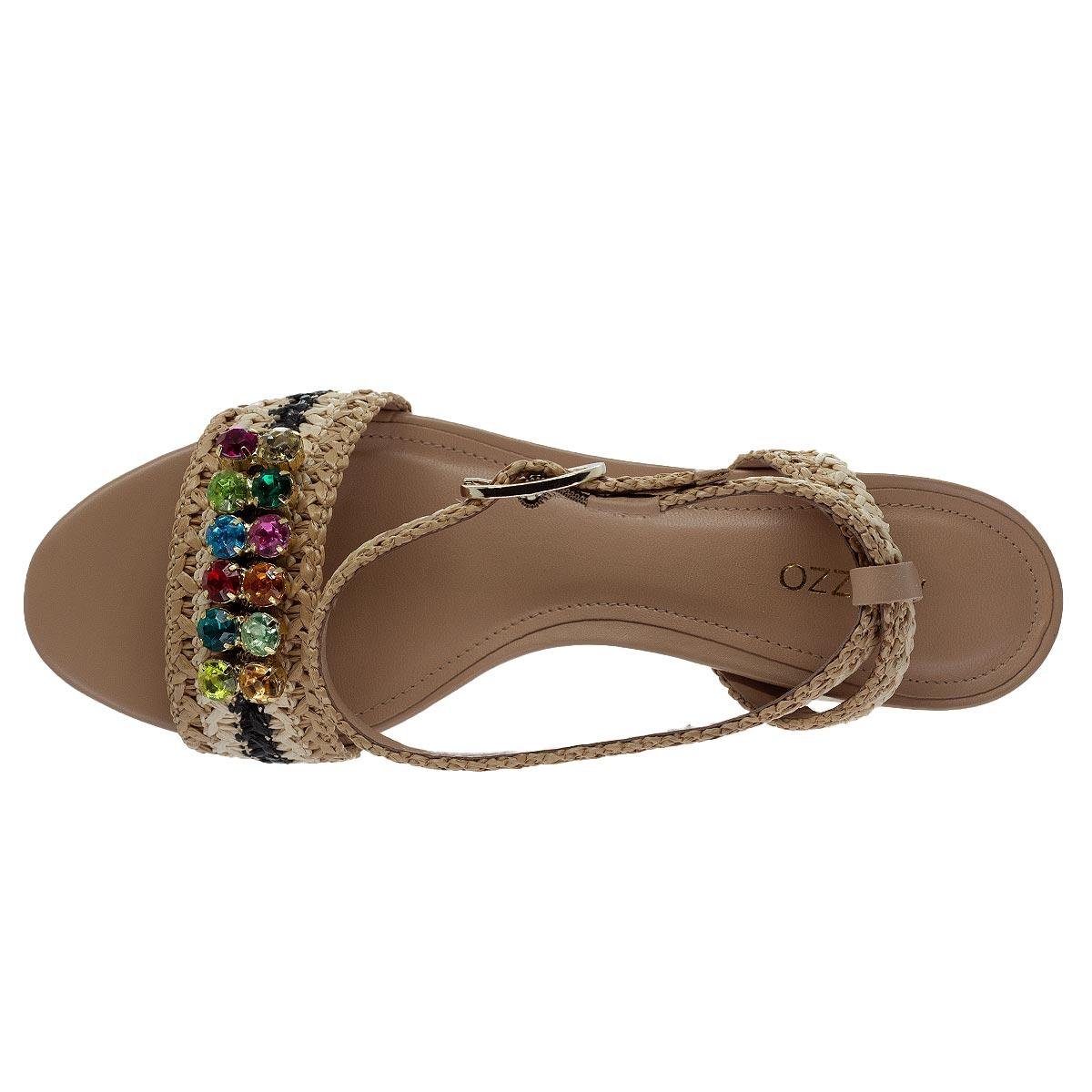 Sandália Salto Médio Feminino Arezzo A10055 Palha Bege 3