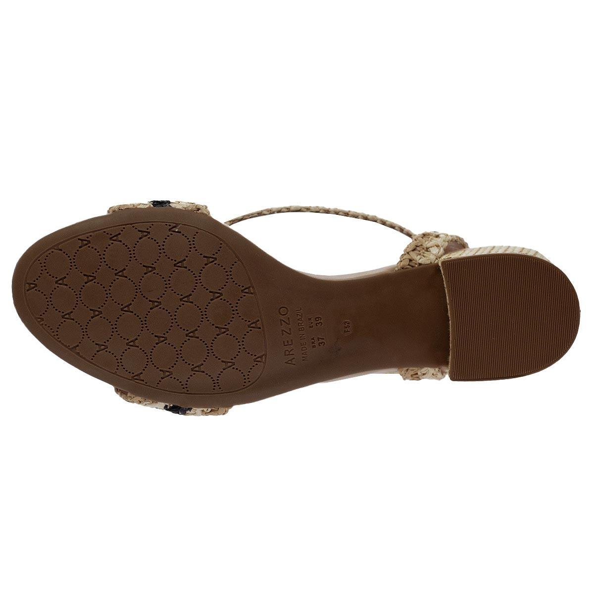 Sandália Salto Médio Feminino Arezzo A10055 Palha Bege 4