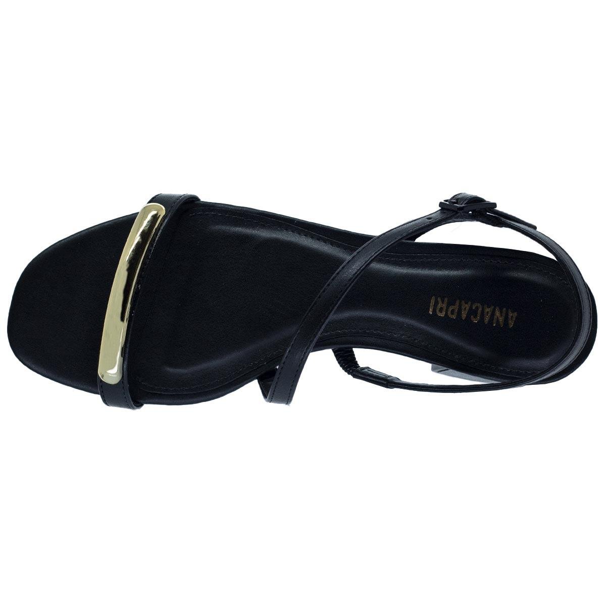 Sandália Salto Baixo Feminina Anacapri C30489 Preto Preto 3