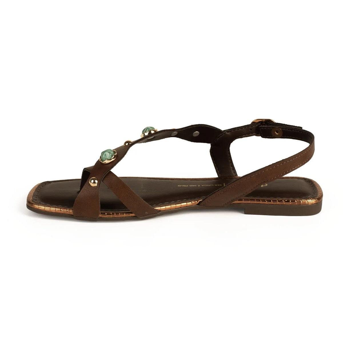 Sandália Rasteira Feminina Dakota Y9381 Marrom Marrom 2