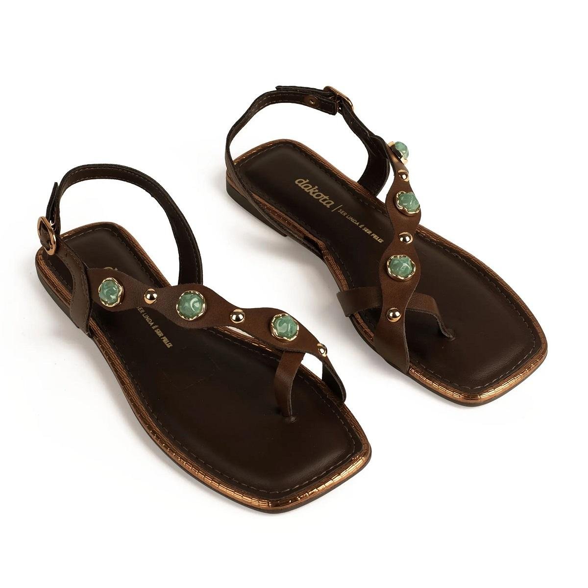 Sandália Rasteira Feminina Dakota Y9381 Marrom Marrom 3