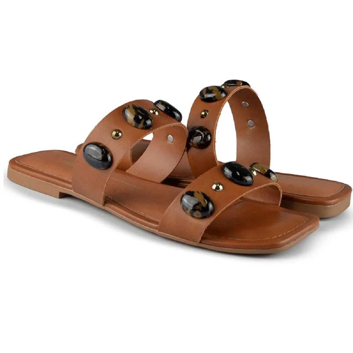 Sandália Rasteira Feminina Dakota Y9181 Marrom Marrom 3