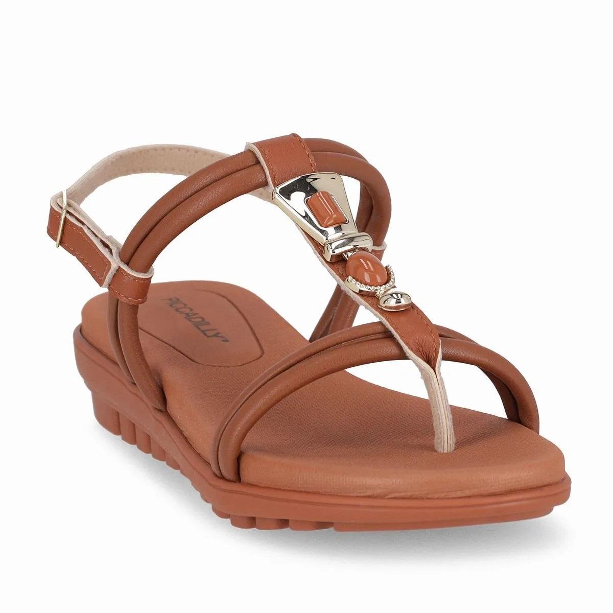 Sandália Rasteira Feminina Piccadilly 523002-11 Camel Marrom 2