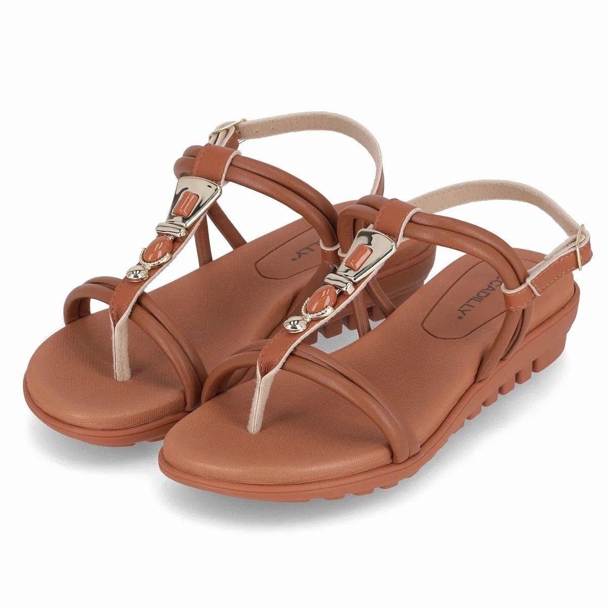 Sandália Rasteira Feminina Piccadilly 523002-11 Camel Marrom 3