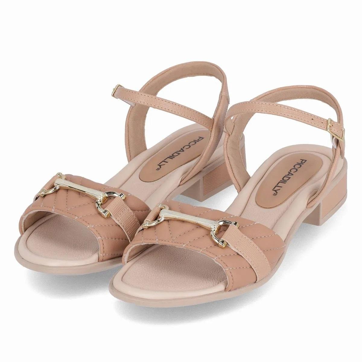 Sandália Salto Baixo Feminina Piccadilly 590072-4 Nude Nude 3