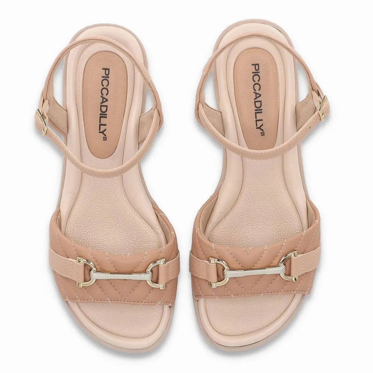 Sandália Salto Baixo Feminina Piccadilly 590072-4 Nude Nude 4