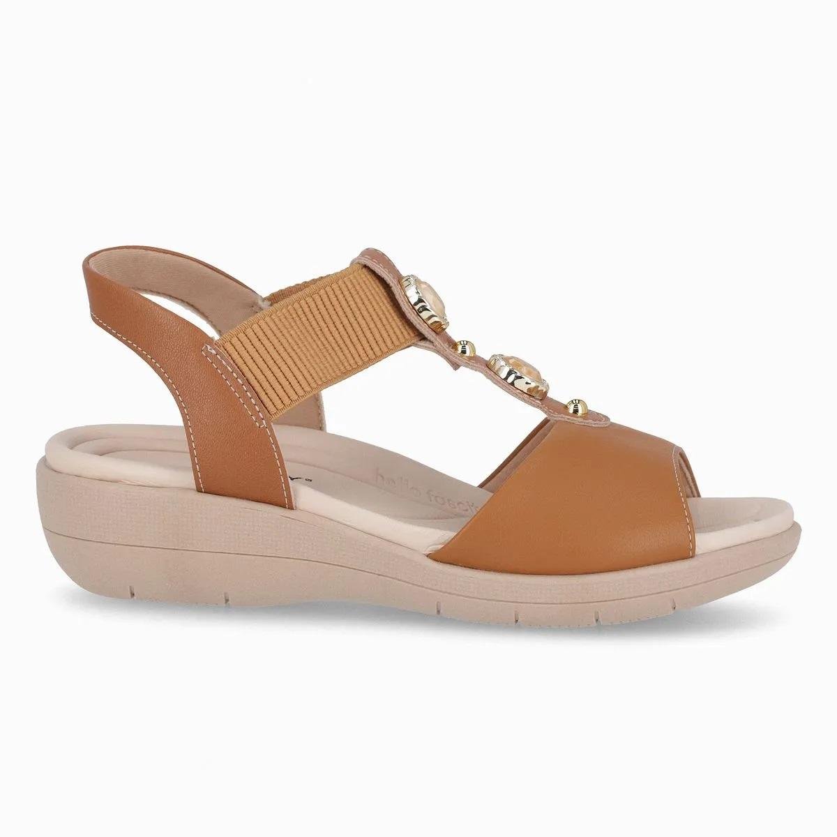 Sandália Anabela Feminina Piccadilly 239033-1 Camel