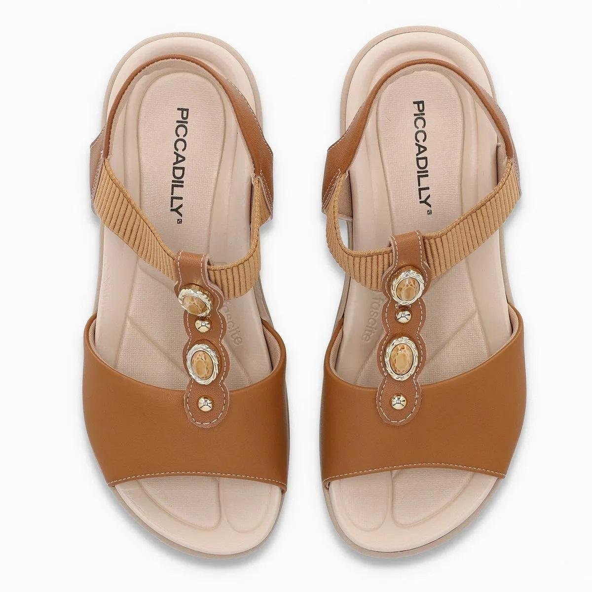 Sandália Anabela Feminina Piccadilly 239033-1 Camel Camel 4