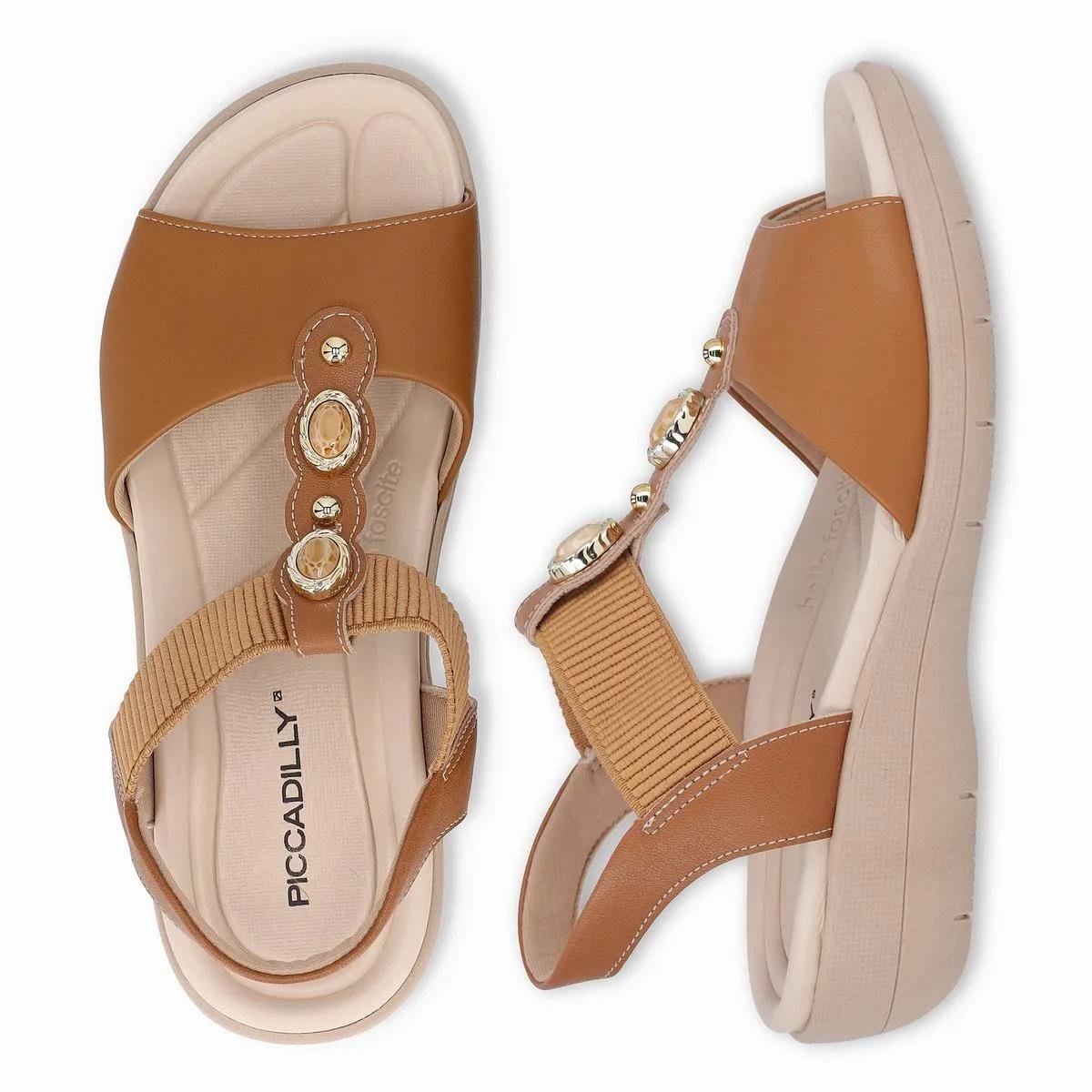 Sandália Anabela Feminina Piccadilly 239033-1 Camel Camel 3