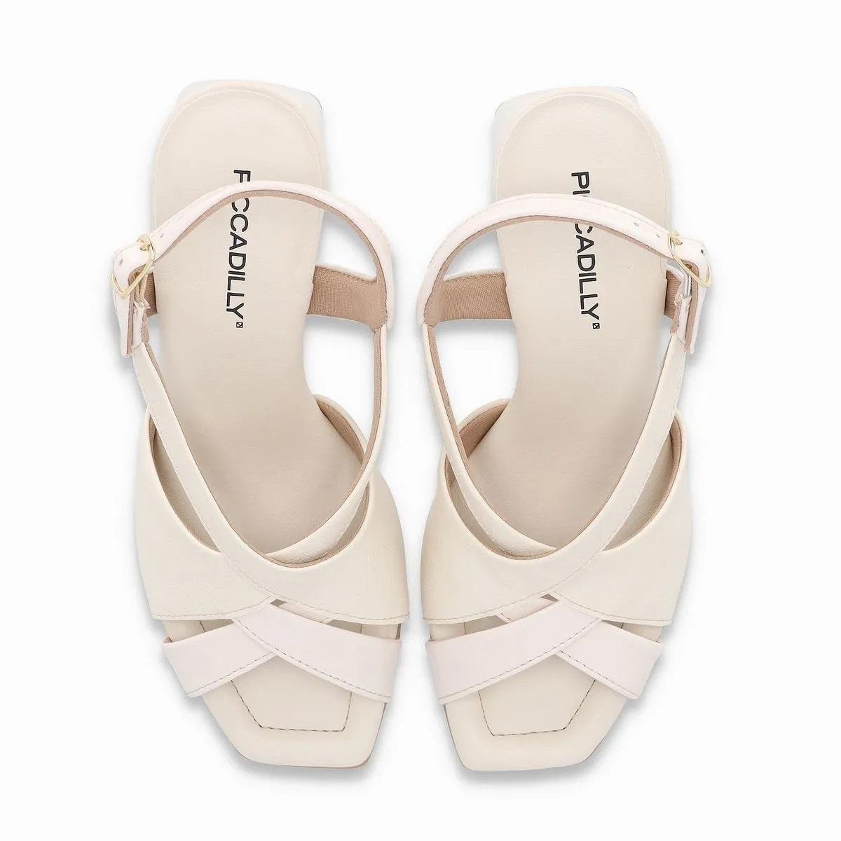 Sandália Salto Médio Feminina Piccadilly 626052-8 Offwhite Branco 4