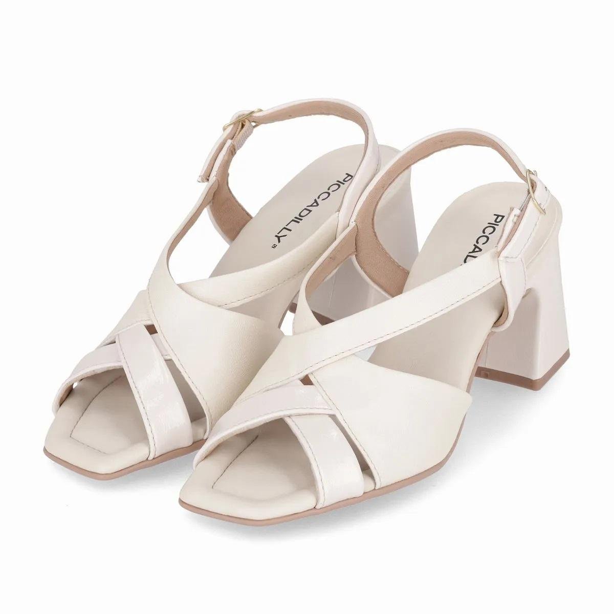 Sandália Salto Médio Feminina Piccadilly 626052-8 Offwhite Off White 3
