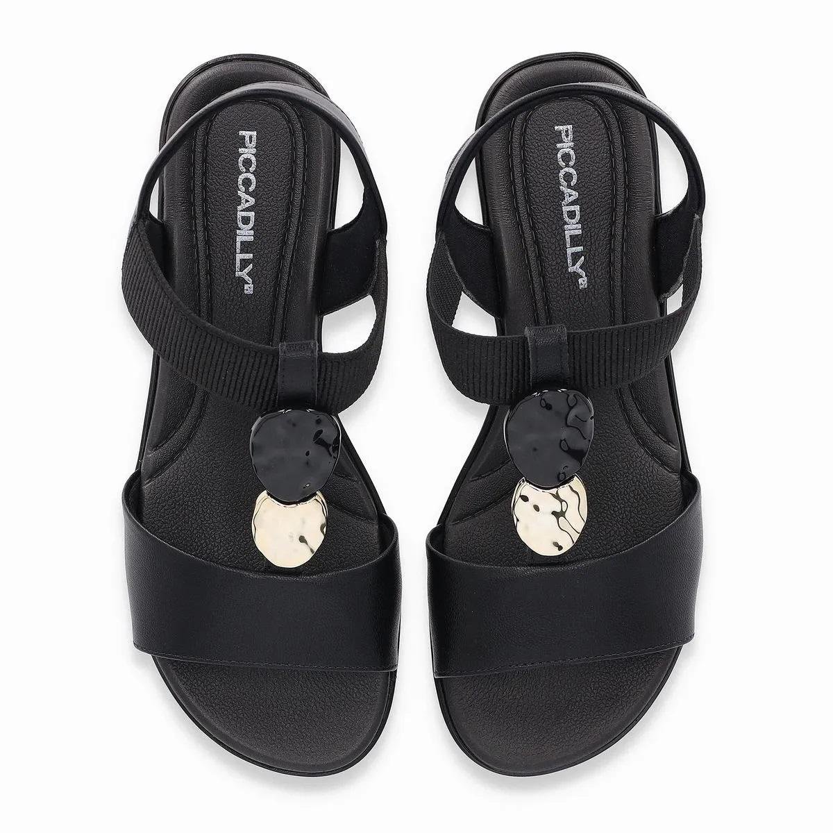 Sandália Rasteira Feminina Piccadilly 500405-1 Preto Preto 3