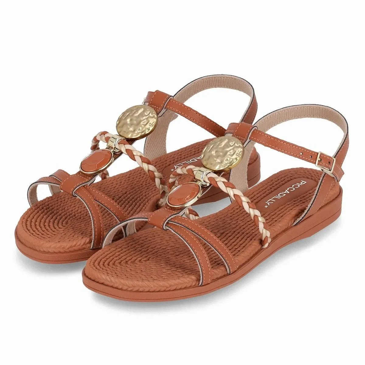 Sandália Rasteira Feminina Piccadilly 513040-1 Camel Camel 2