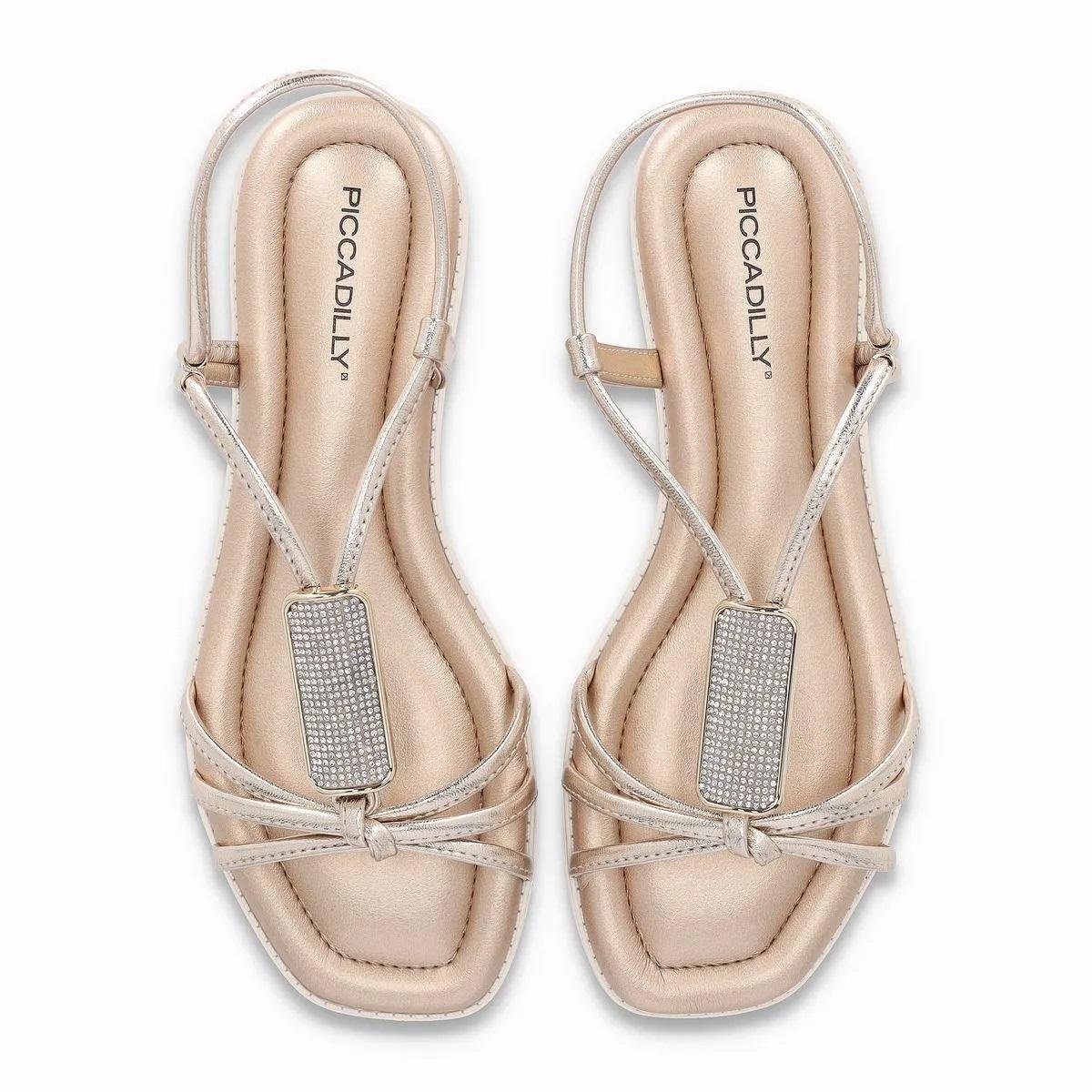 Sandália Rasteira Feminina Piccadilly 508065-1 Dourado Dourado 3