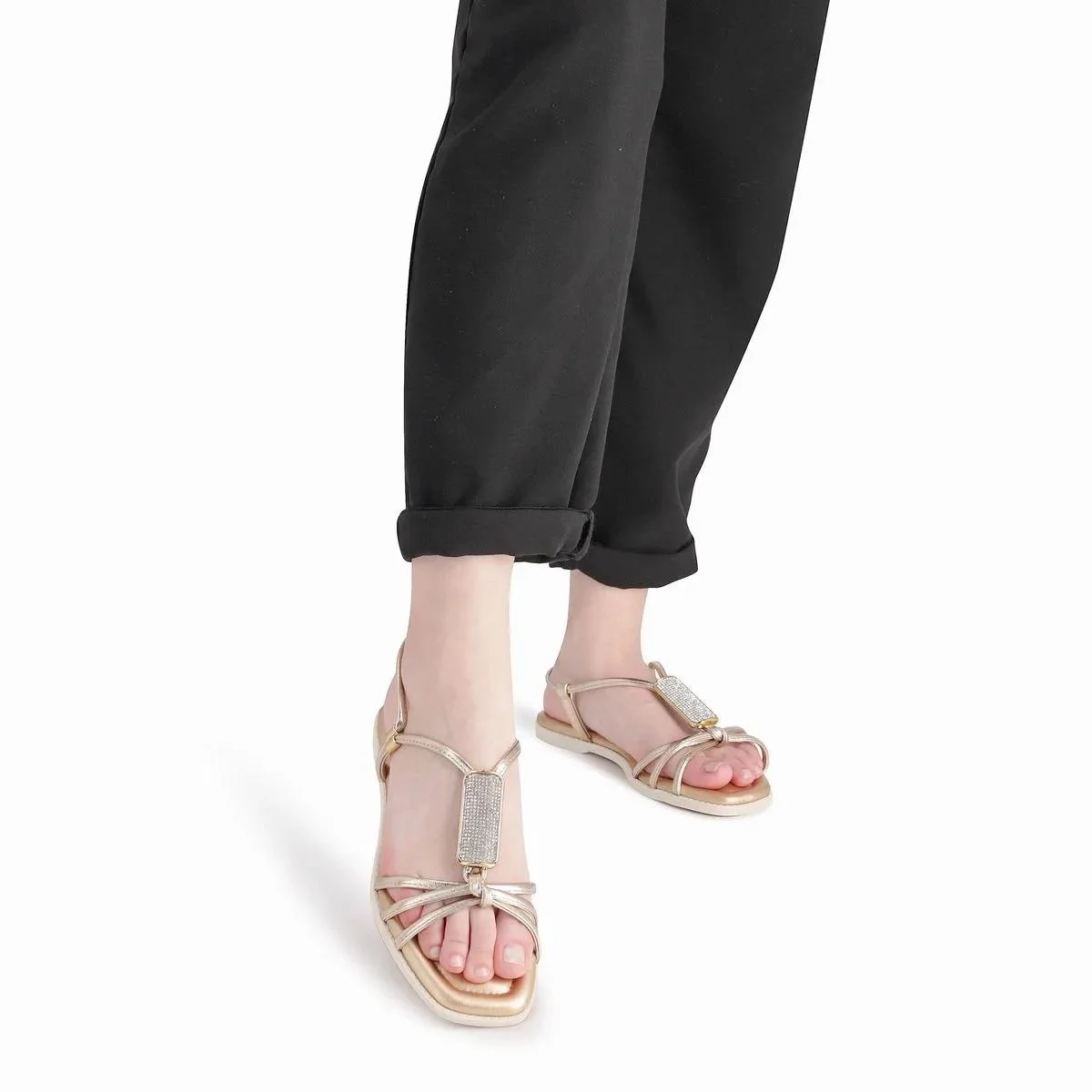 Sandália Rasteira Feminina Piccadilly 508065-1 Dourado Dourado 4