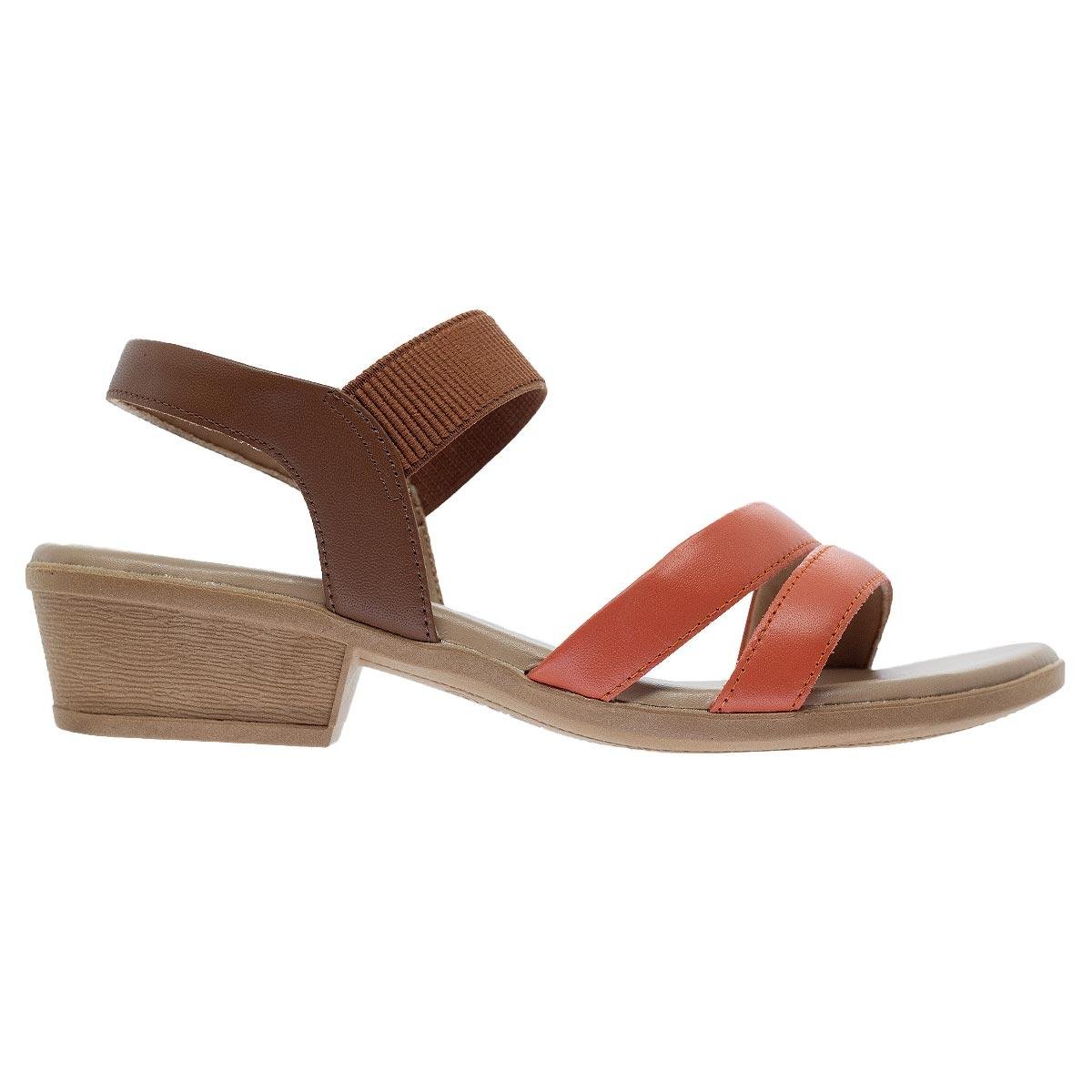Sandália Salto Baixo Feminina Usaflex AK1801004 Laranja