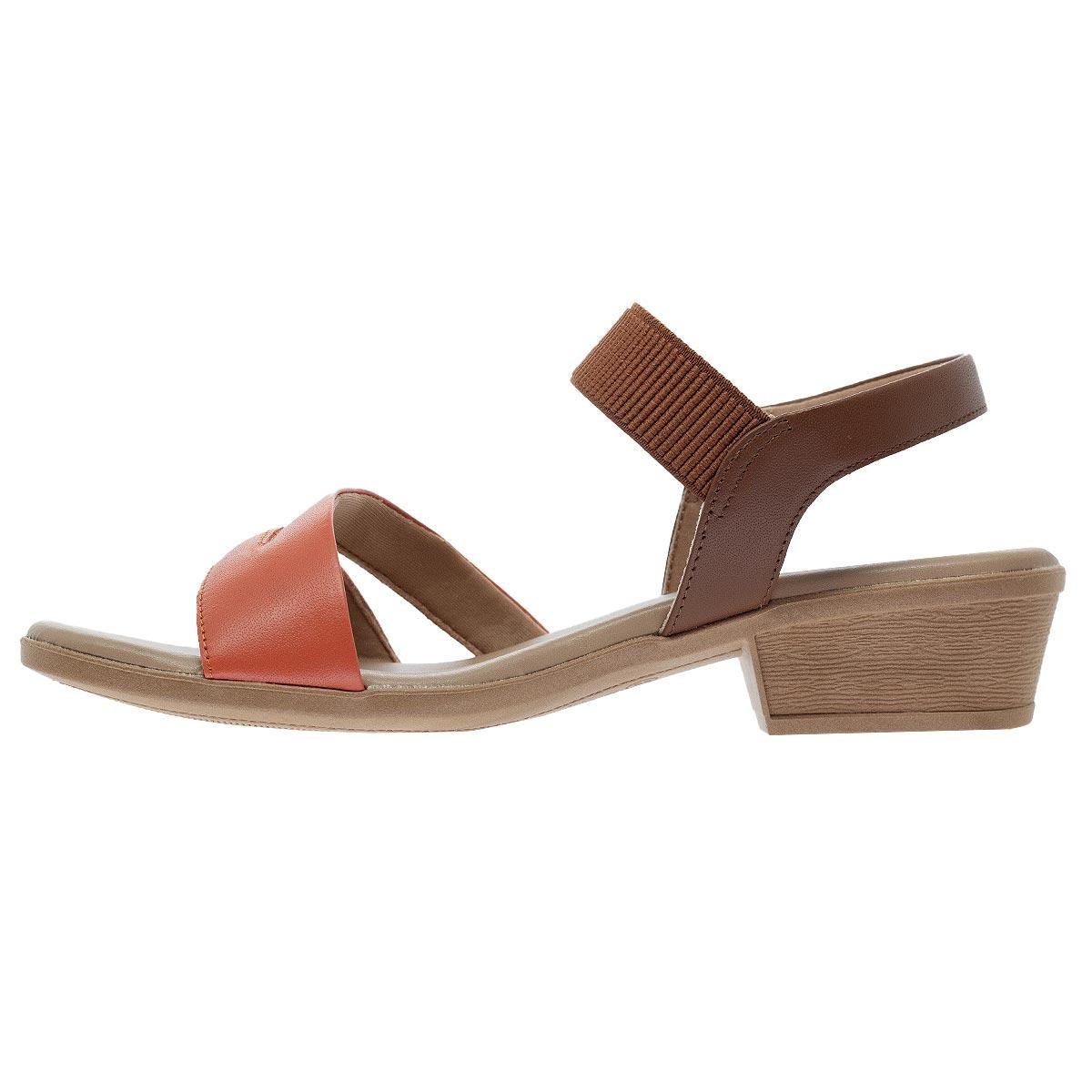 Sandália Salto Baixo Feminina Usaflex AK1801004 Laranja Laranja 2