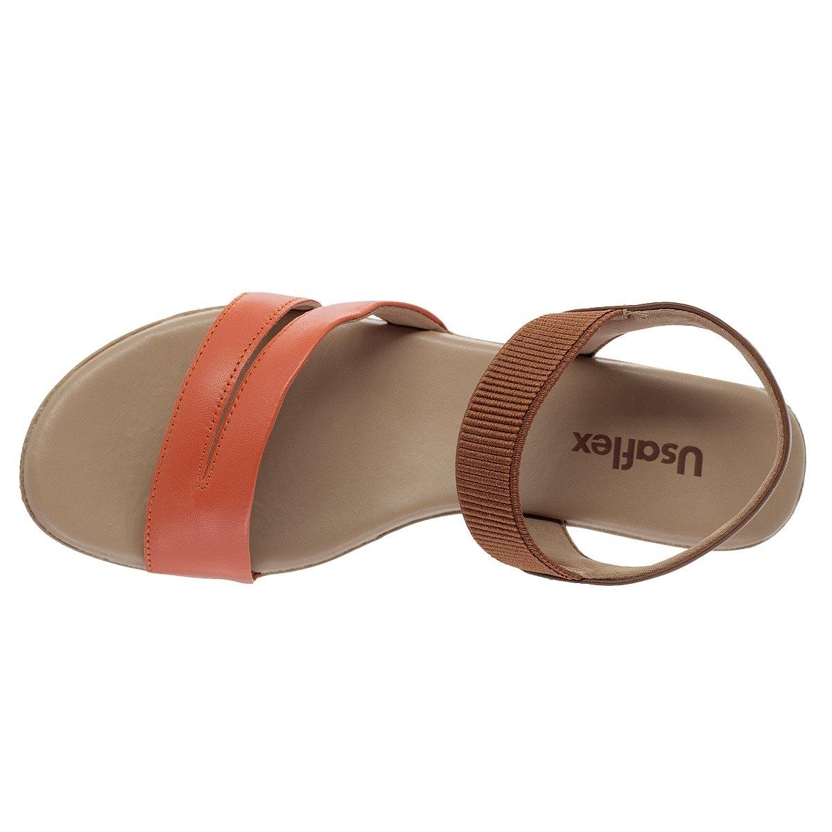 Sandália Salto Baixo Feminina Usaflex AK1801004 Laranja Laranja 3