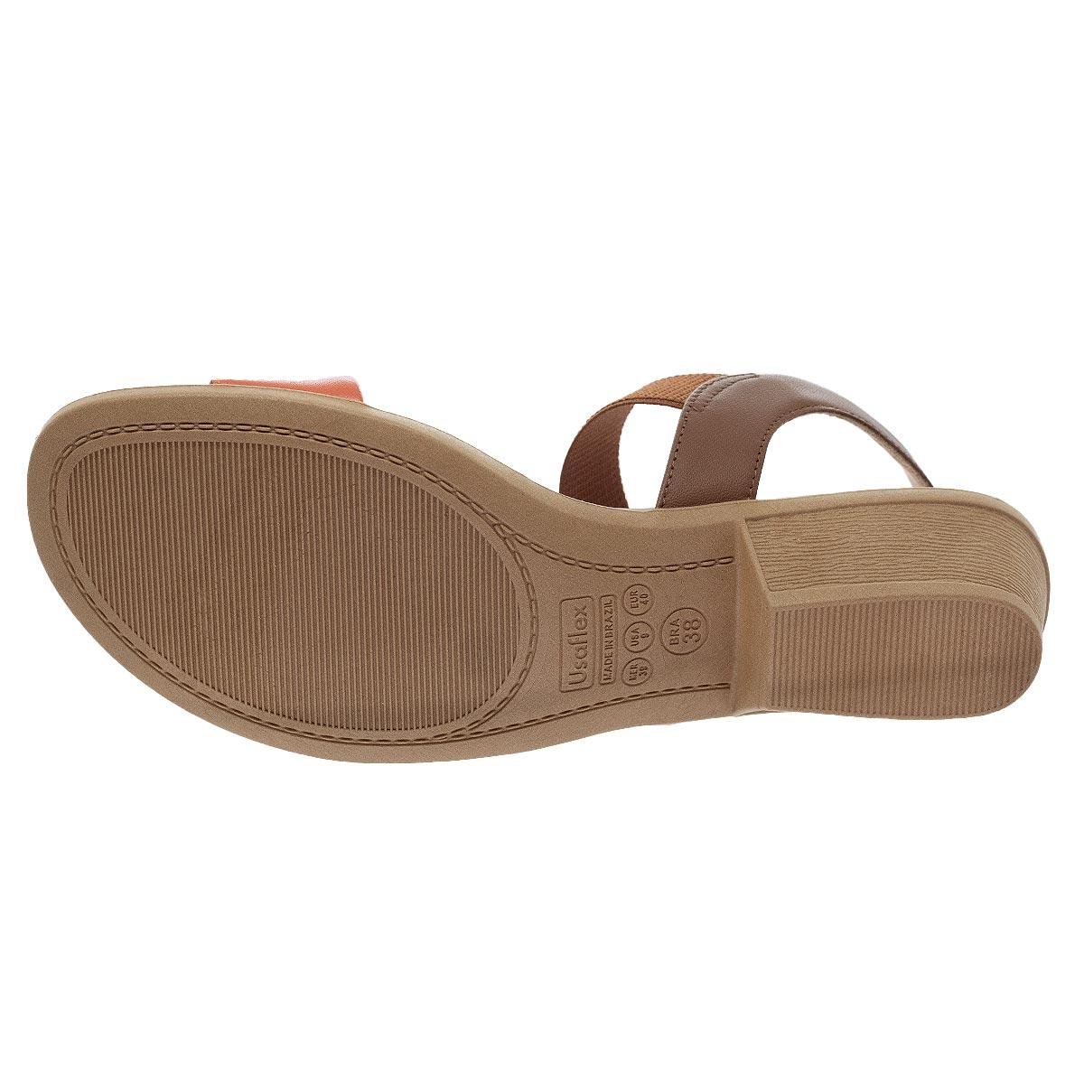 Sandália Salto Baixo Feminina Usaflex AK1801004 Laranja Laranja 4