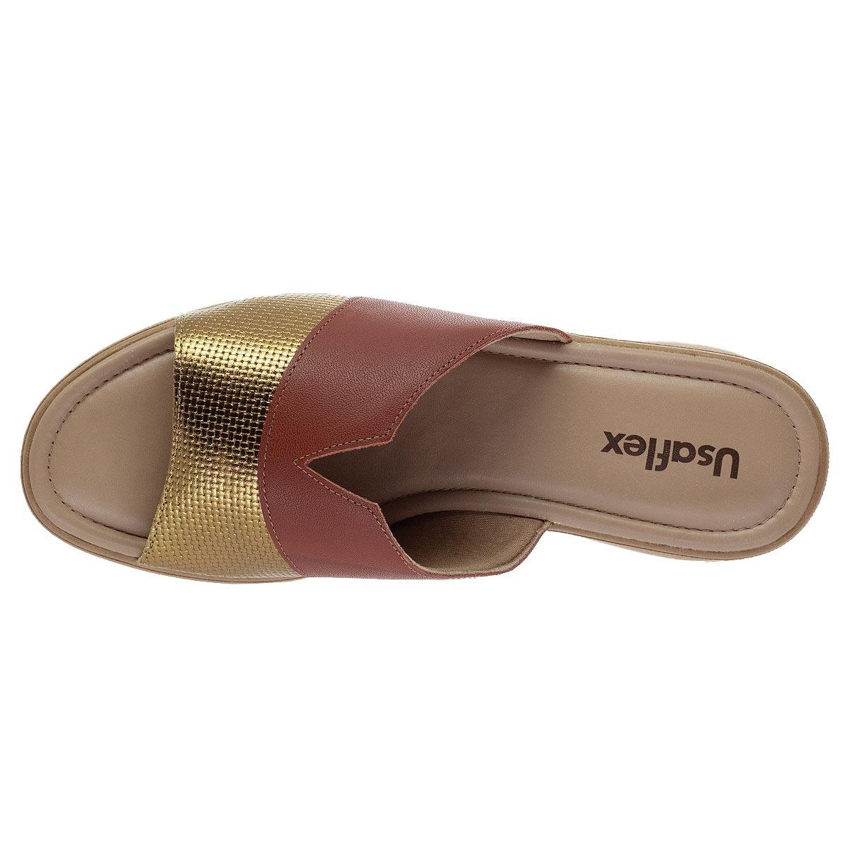 Tamanco Anabela Feminina Usaflex AC2311006 Bronze Bronze/Marrom 3