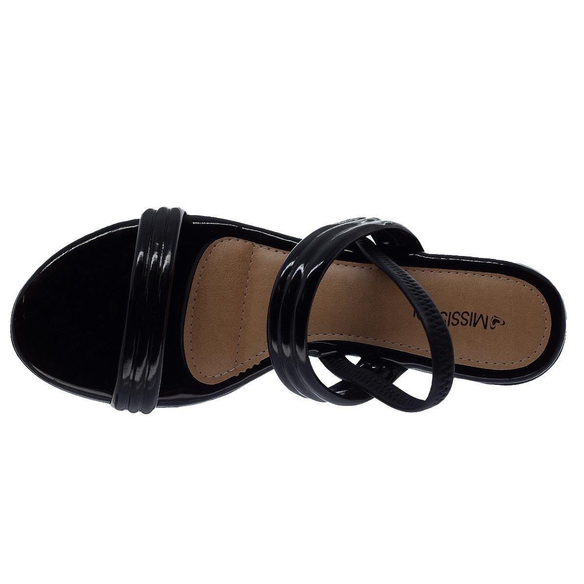 Sandália Salto Médio Feminina Mississipi MC143 Preto Preto 3