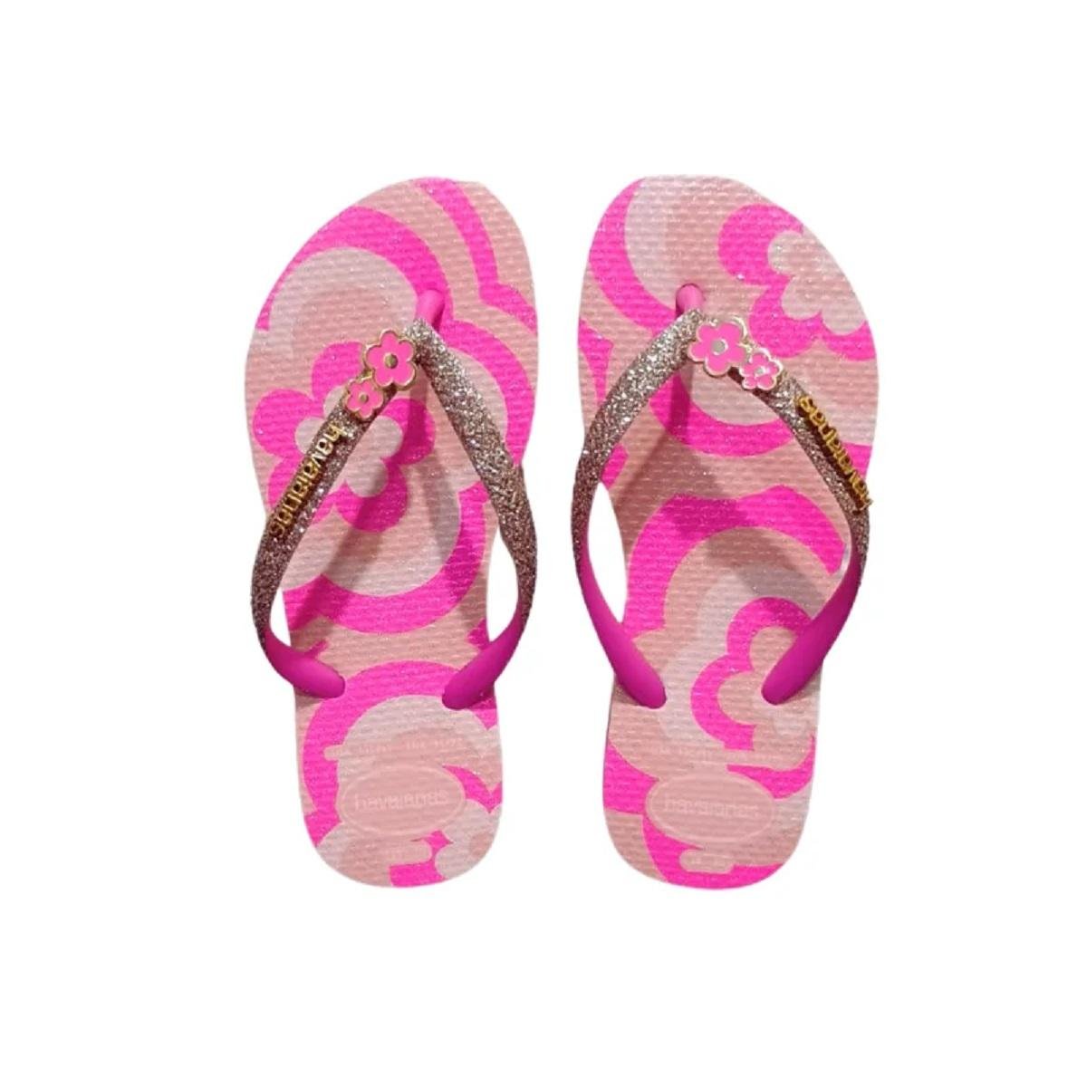 Chinelo Infantil Menina Havainas Slim Glitter Pink