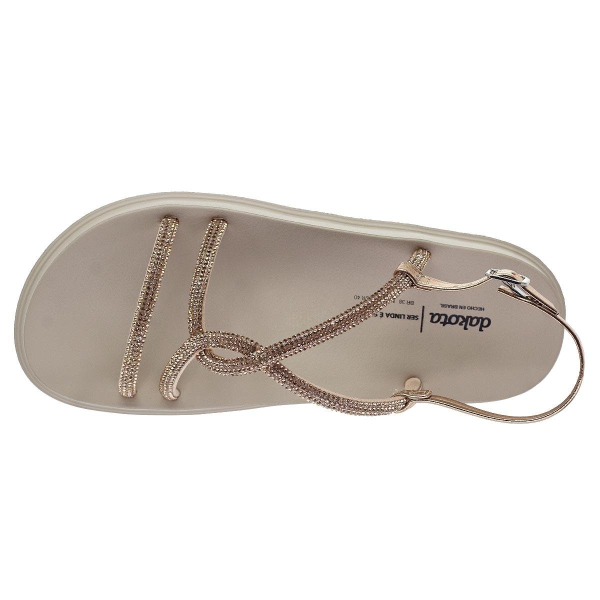 Sandália Papete Feminino Dakota Y6246 Bege Dourado 3