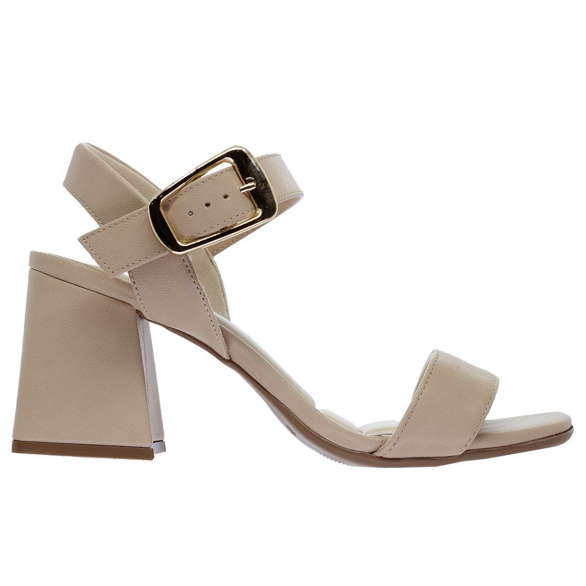 Sandália Salto Médio Feminino Bebecê T6030-123 Nude