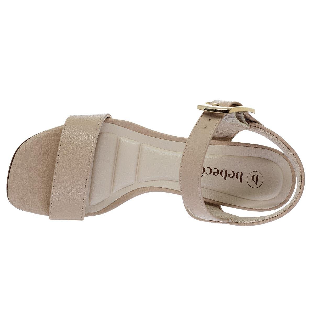 Sandália Salto Médio Feminino Bebecê T6030-123 Nude Nude 3