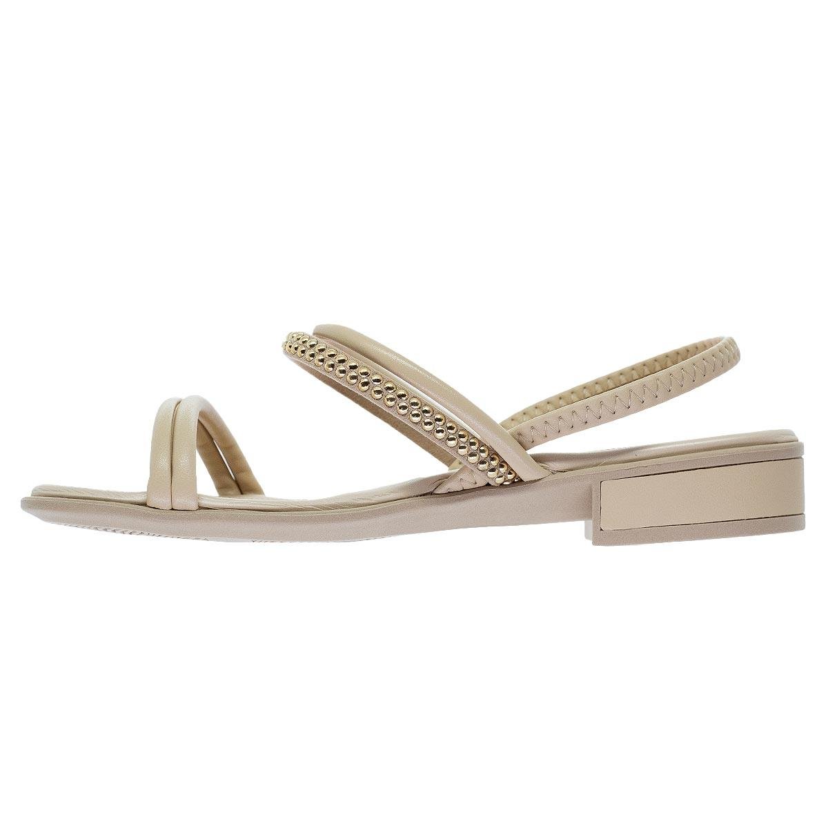 Sandália Salto Baixo Feminina Piccadilly 590068-2 Offwhite Areia 2