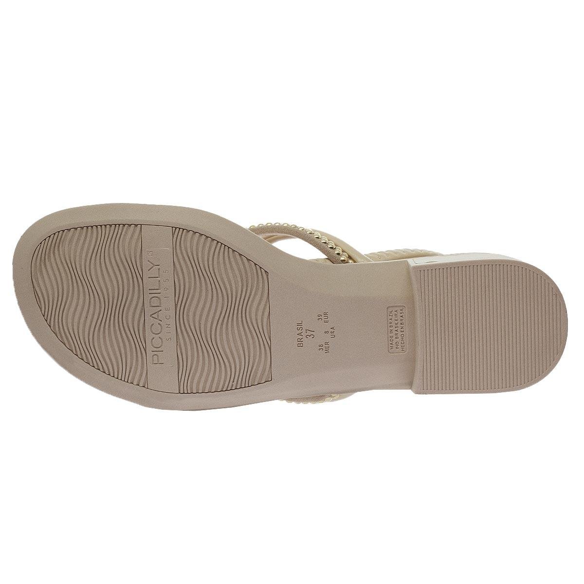 Sandália Salto Baixo Feminina Piccadilly 590068-2 Offwhite Areia 4