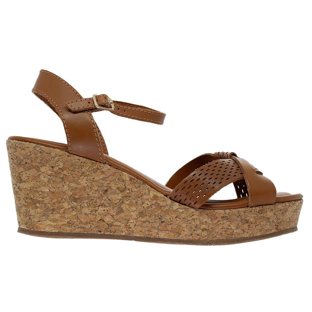 Sandália Anabela Feminina Bottero 372801 Camel