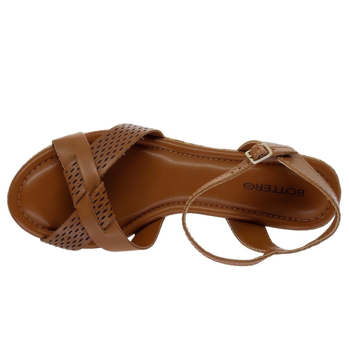 Sandália Anabela Feminina Bottero 372801 Camel Camel 3