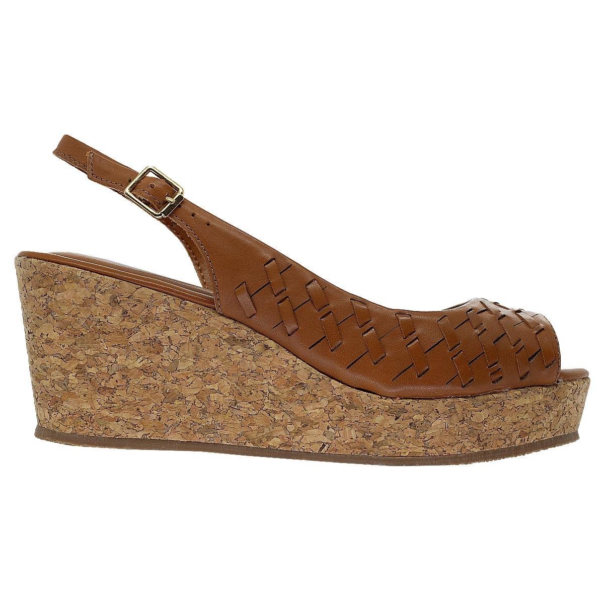 Sandália Anabela Feminina Bottero 372803 Camel