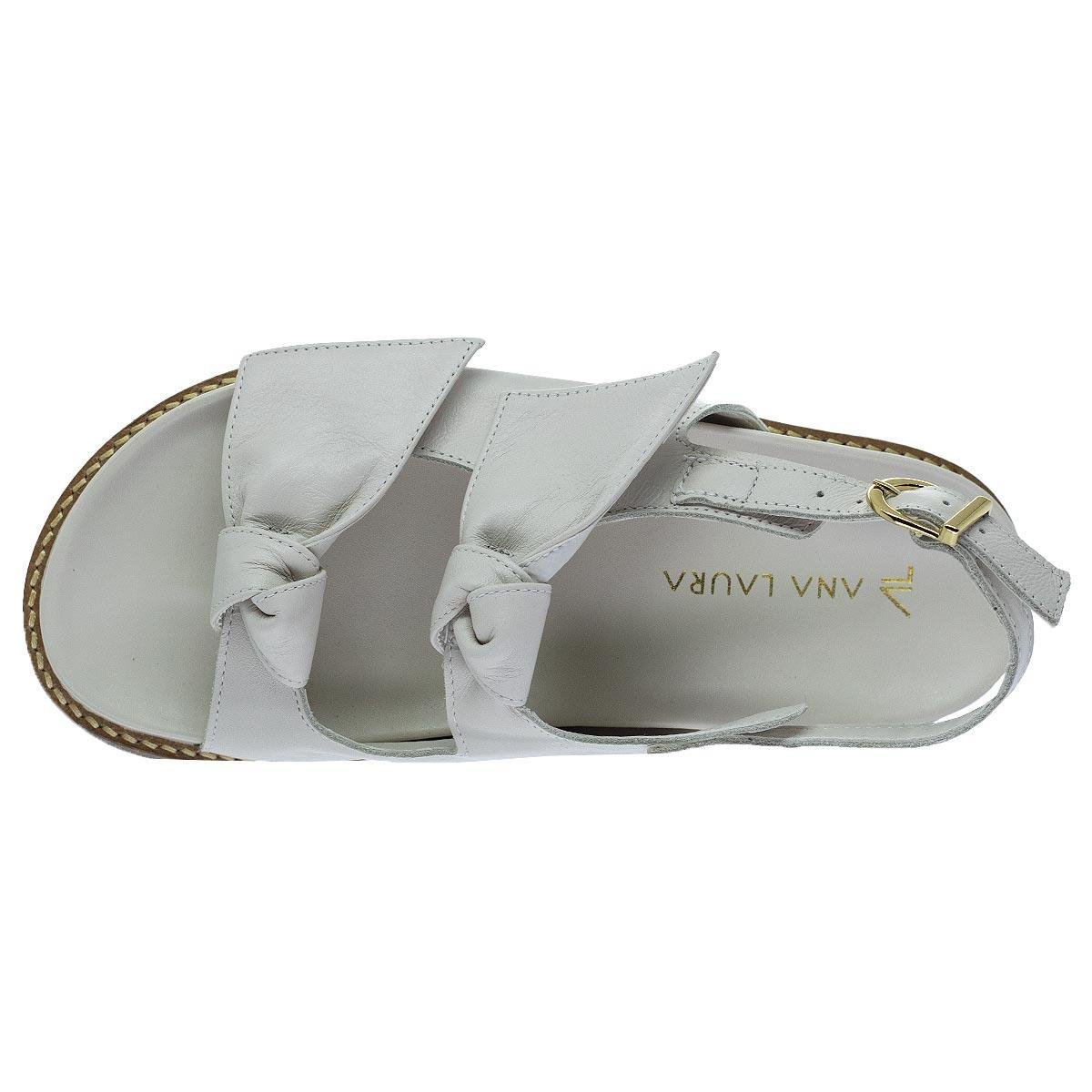 Sandália Papete Rasteira Feminina Ana Laura 25175 Branco Branco 3