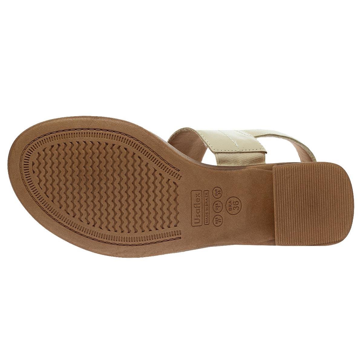 Sandália Salto Couro Feminina Usaflex AK3303002 Bege Bege 4