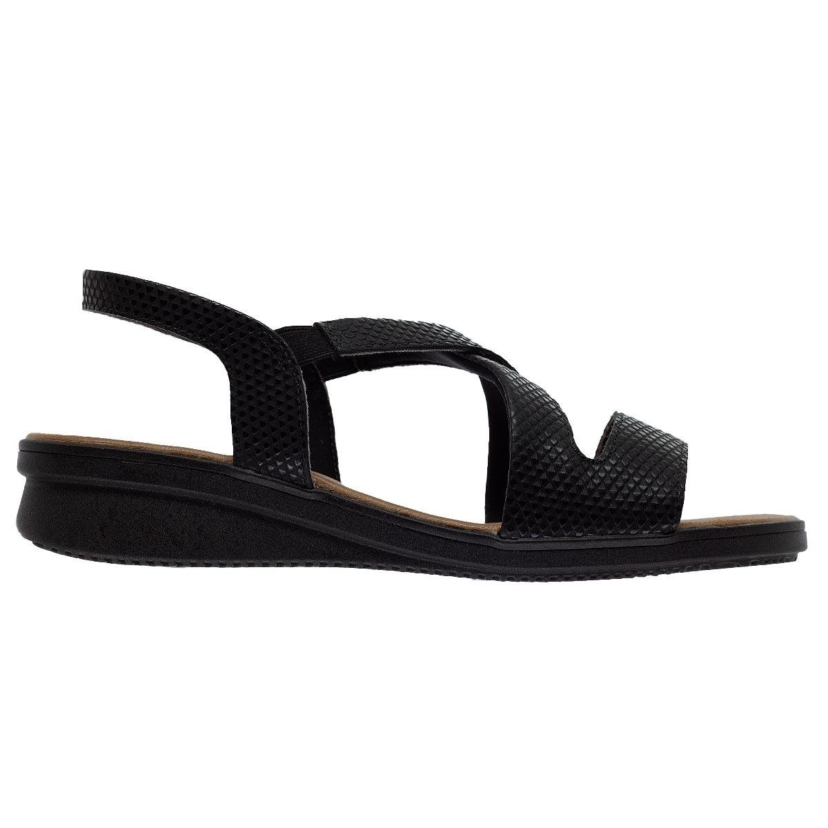 Sandália Salto Plataforma Couro Feminina Usaflex AE2034001 Preto