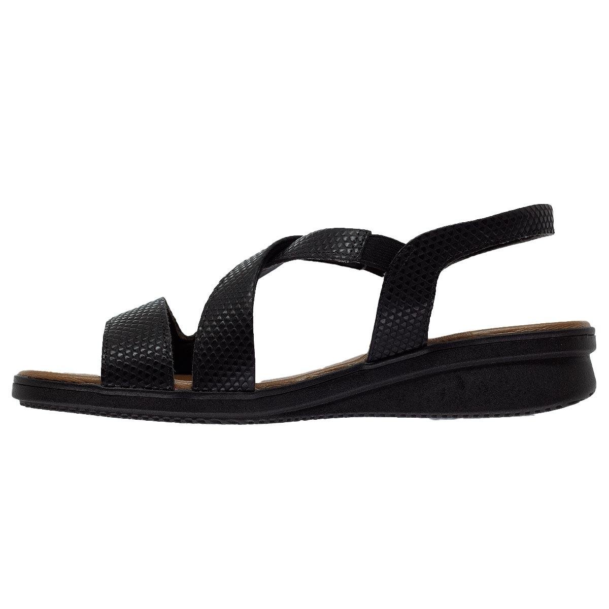 Sandália Salto Plataforma Couro Feminina Usaflex AE2034001 Preto Preto 2