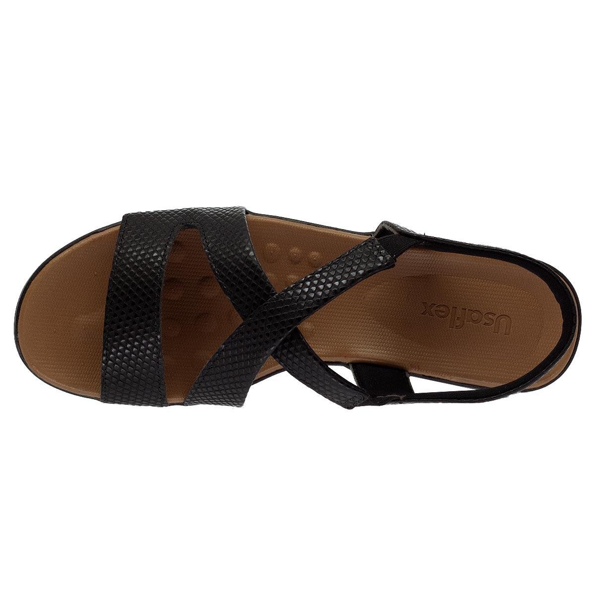 Sandália Salto Plataforma Couro Feminina Usaflex AE2034001 Preto Preto 3