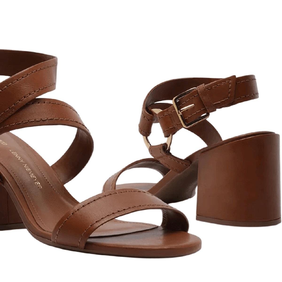 Sandália Salto Médio Feminina Arezzo A12463 Marrom Marrom 4