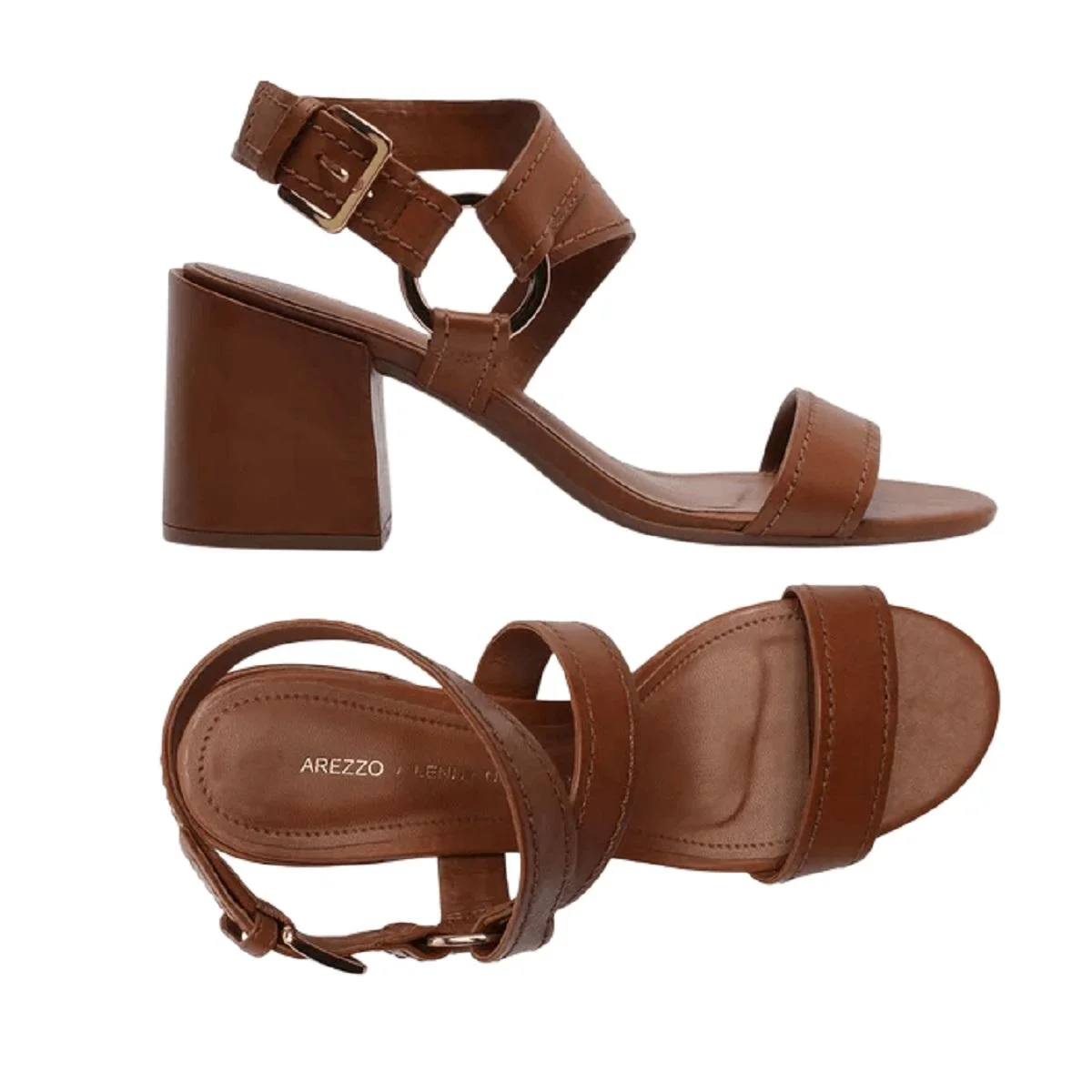 Sandália Salto Médio Feminina Arezzo A12463 Marrom Marrom 5