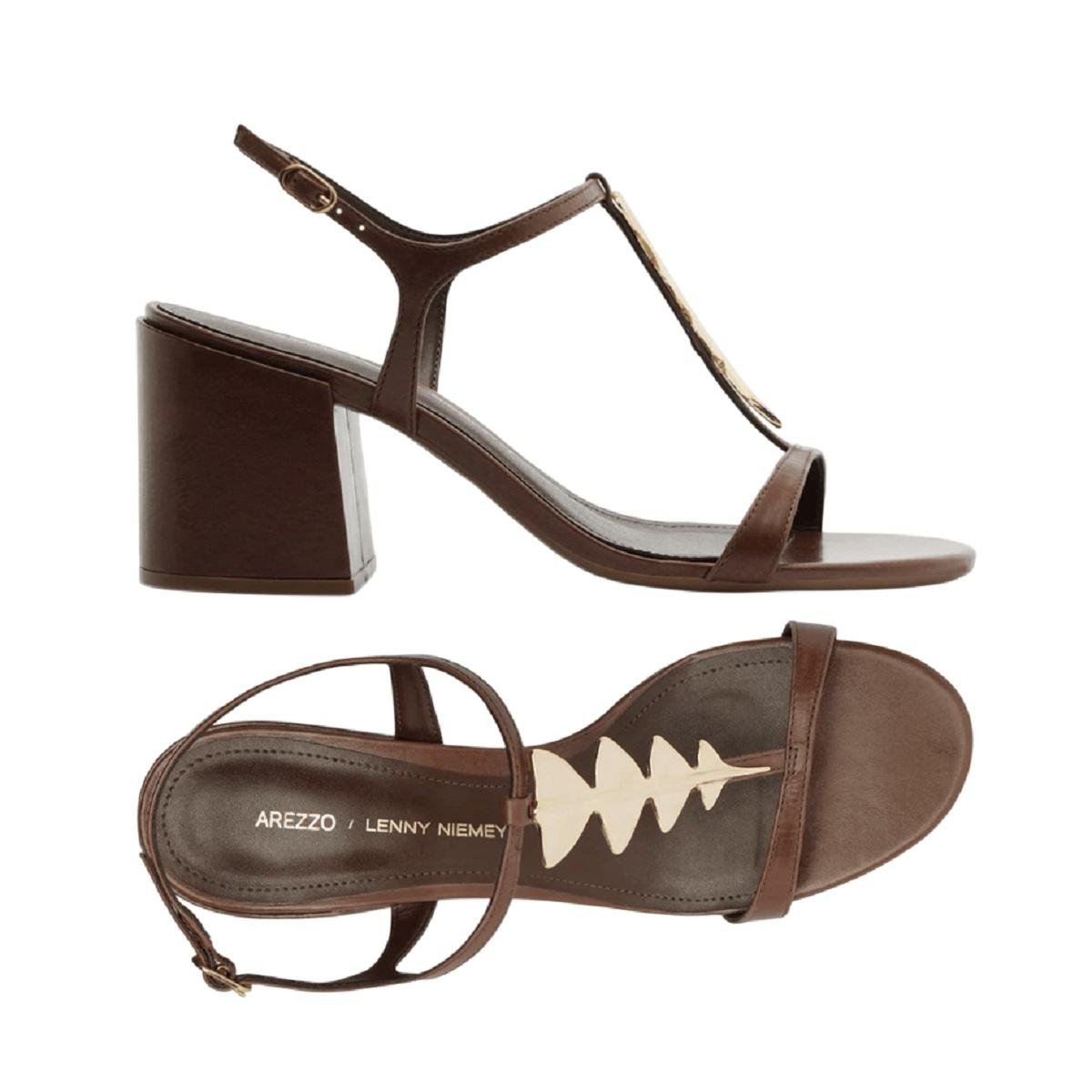 Sandália Salto Médio Feminina Arezzo A124630088 Marrom Marrom 5