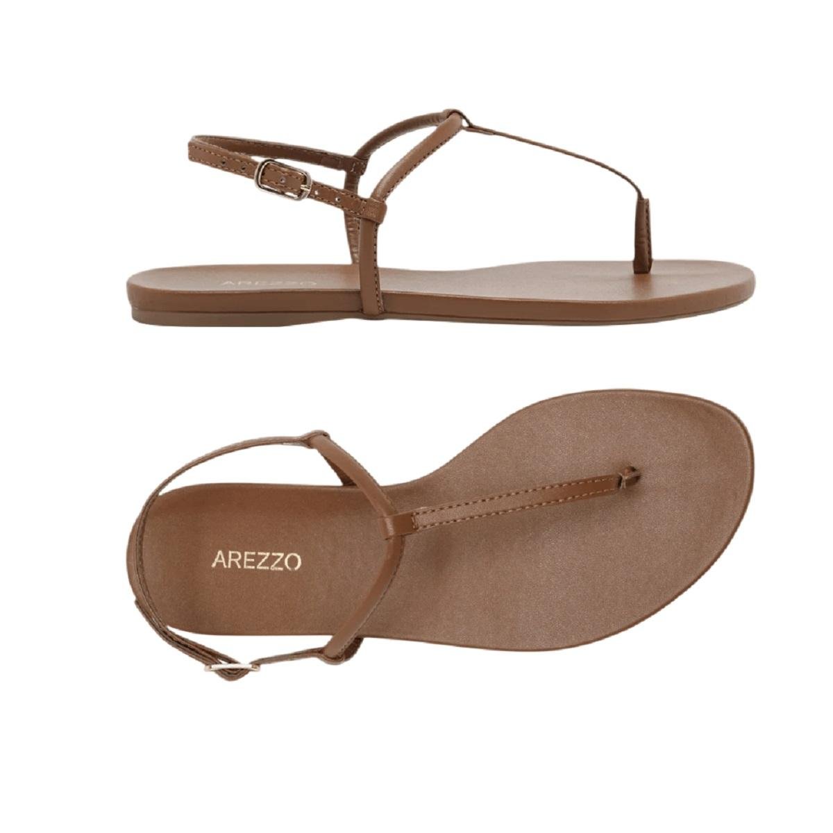Sandália Rasteira Feminina Arezzo A03274 Marrom Marrom 5